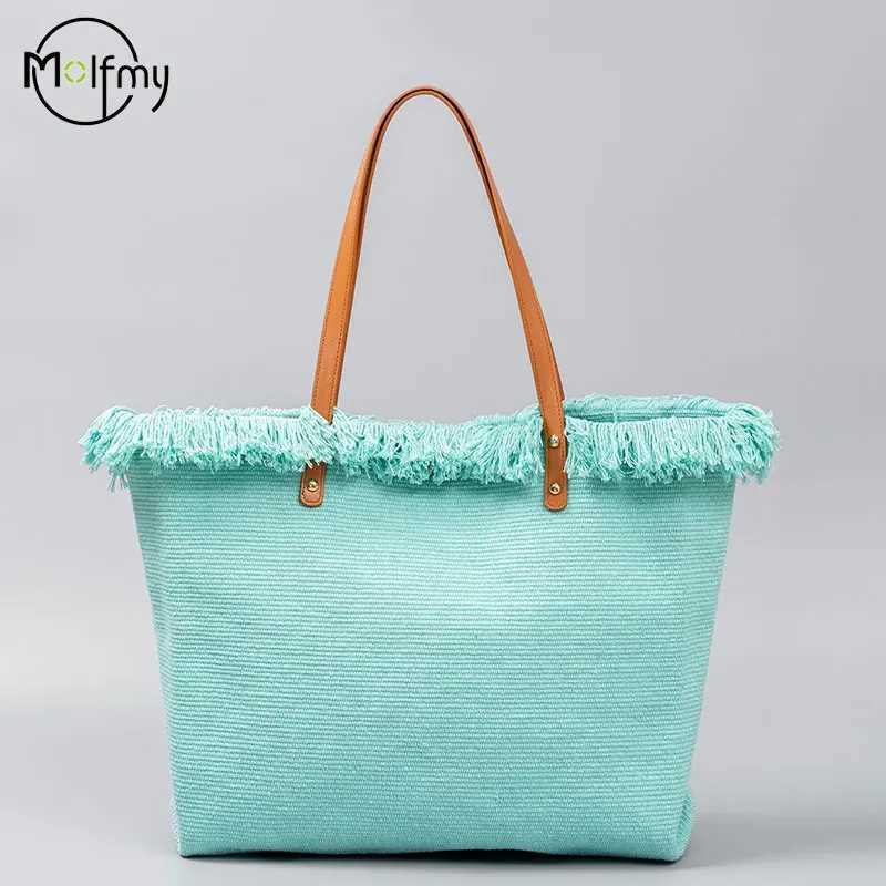 Summer Bags For Beach Tassel Canvas Design Tote Bag Large Capacity Women Handbag Commuter Shoulder Handbag Bags For WomenW250512
