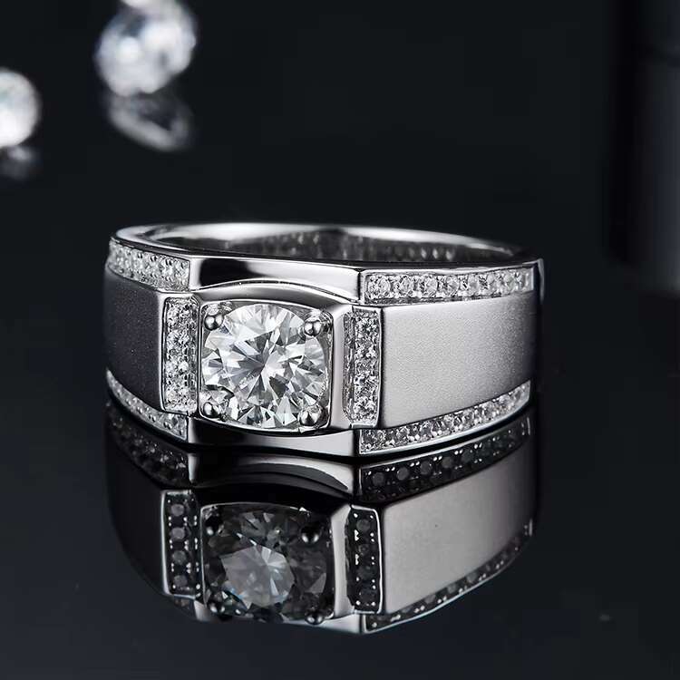 Moissanite Engagement Ring VVS 925 Sterling Silver Moissanite Rings for Mens Wedding Bands
