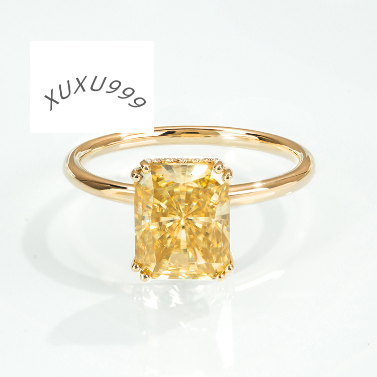 Goldjewelry Factory Wholesale Radiant Cut Good Fire Quality Yellow Moissanite Diamond Stone Rings Women Engagement for Womens
