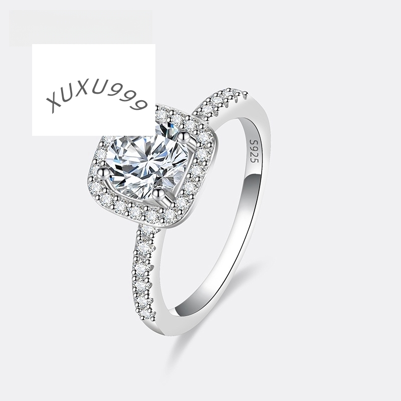 Hot Selling Fine Jewelry Round Cut Halo Moissanite Rings 925 Sterling Silver Rings Luxury Wedding Engagement Ring for Women