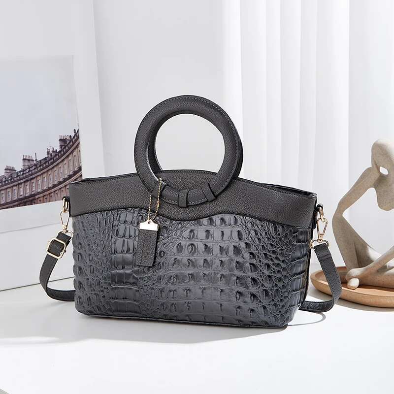 Fashion Women's New Crocodile Pattern Stylish Handbag Large Capacity Leisure Mom Single Shoulder Crossbody Bag