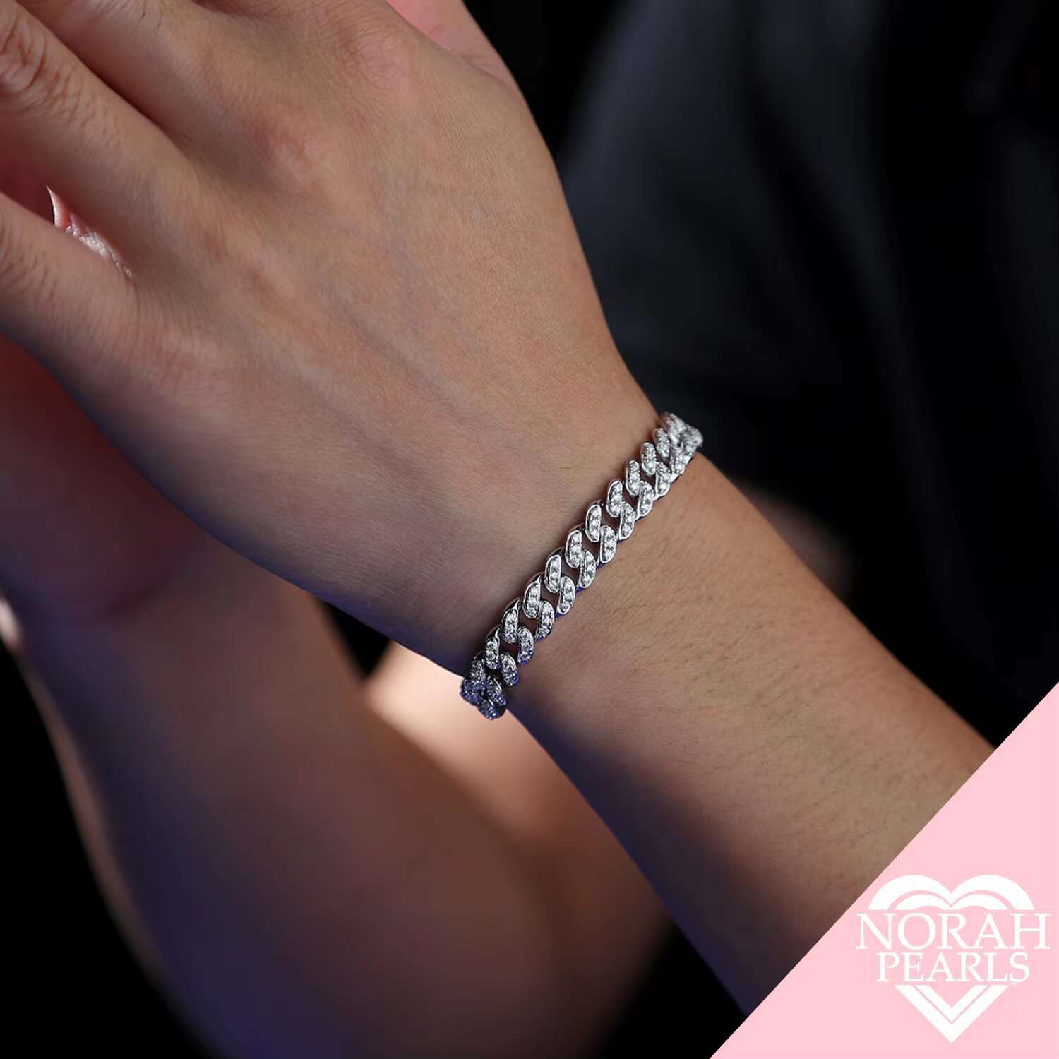Moissanite Cuban Bracelet for Men - 8mm Thick 925 Sterling Silver Jewelry Wholesale