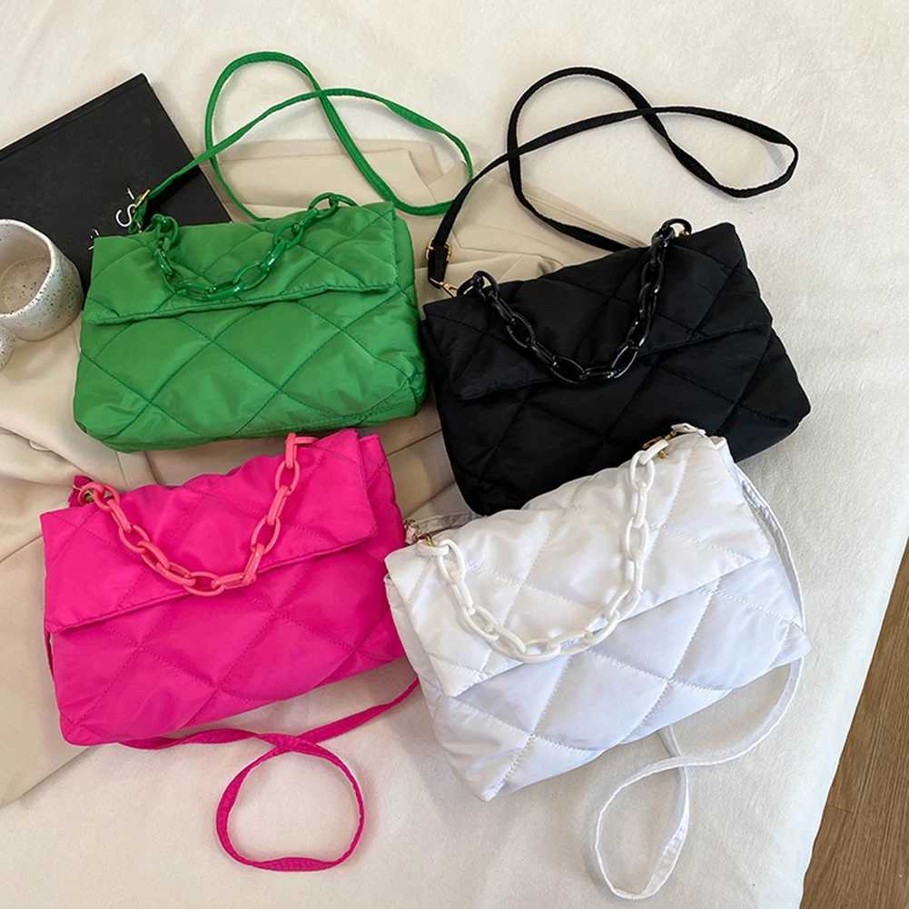 Fashion Chain Crossbody Bags Winter Cotton Padded Quilted Women Shoulder Bags Casual All-match Simple Female s Handbags Z250512