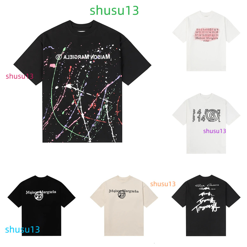 Maison Margeila Shirt Lightweight And Breathable Shirt Designer Shirt Mens Maison Tshirt Digital Pattern Round Neck Trendy Brand Mm6 Short Sleeved Shirt be8