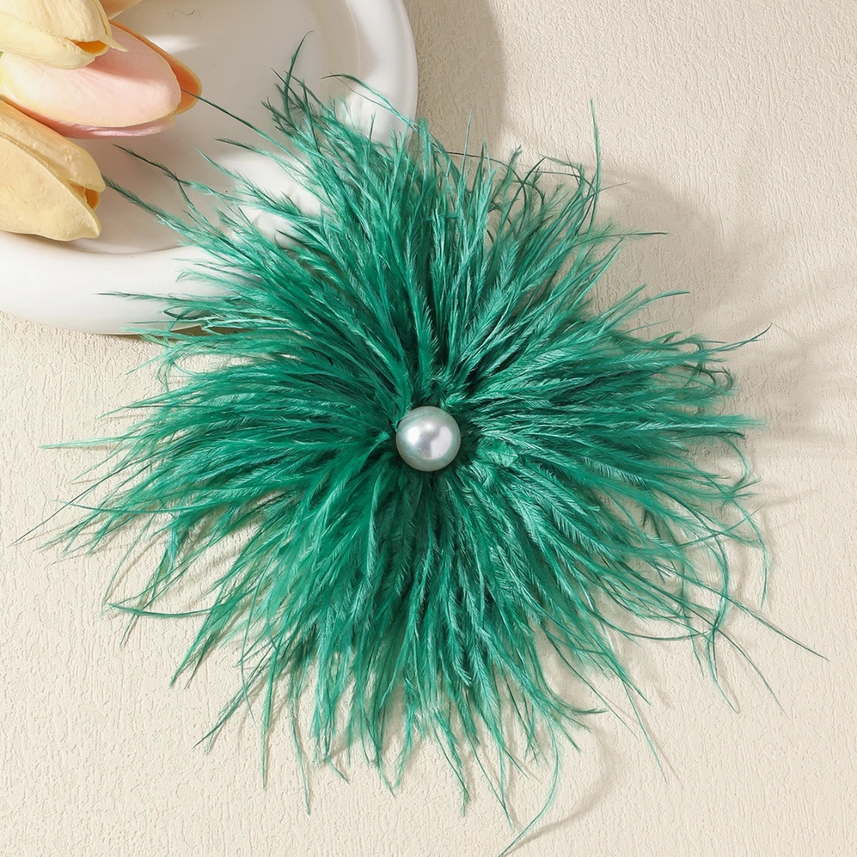 21CM Fashion Multicolor Feather Large Brooch for Women Ladies Pearl Pin Brooches Party Cloth Jewelry Accessories Gifts 250512