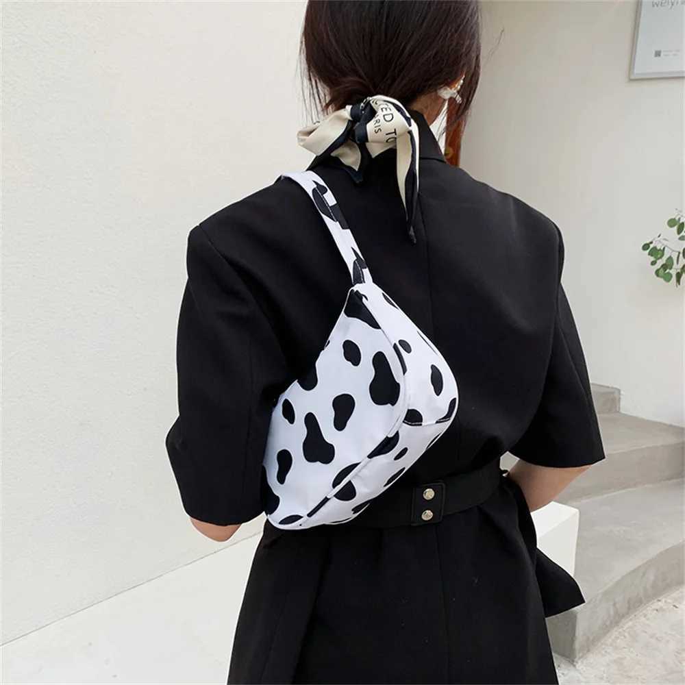 Women Shoulder Bag Fashion Animal Pattern Printed Bag Casual Nylon Butterfly Leopard Zebra Cow Print Women Handbag Underarm BagsW250512