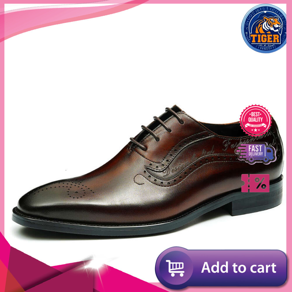 Ddmytiger Leather Genuine Pointed Hand Painted Men S Shoes Business Dress Carved Block Oxford Outdoor Shoes