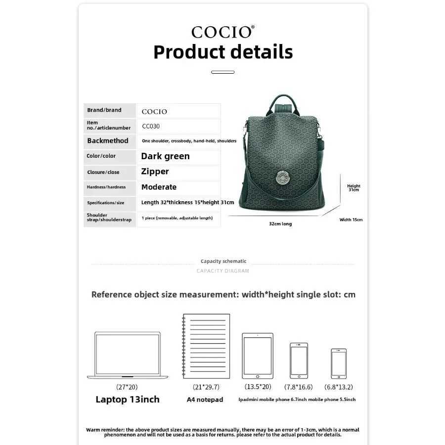 New peacock green shoulder bag fashion simple versatile leisure backpack this years popular womens bags Z250512-1