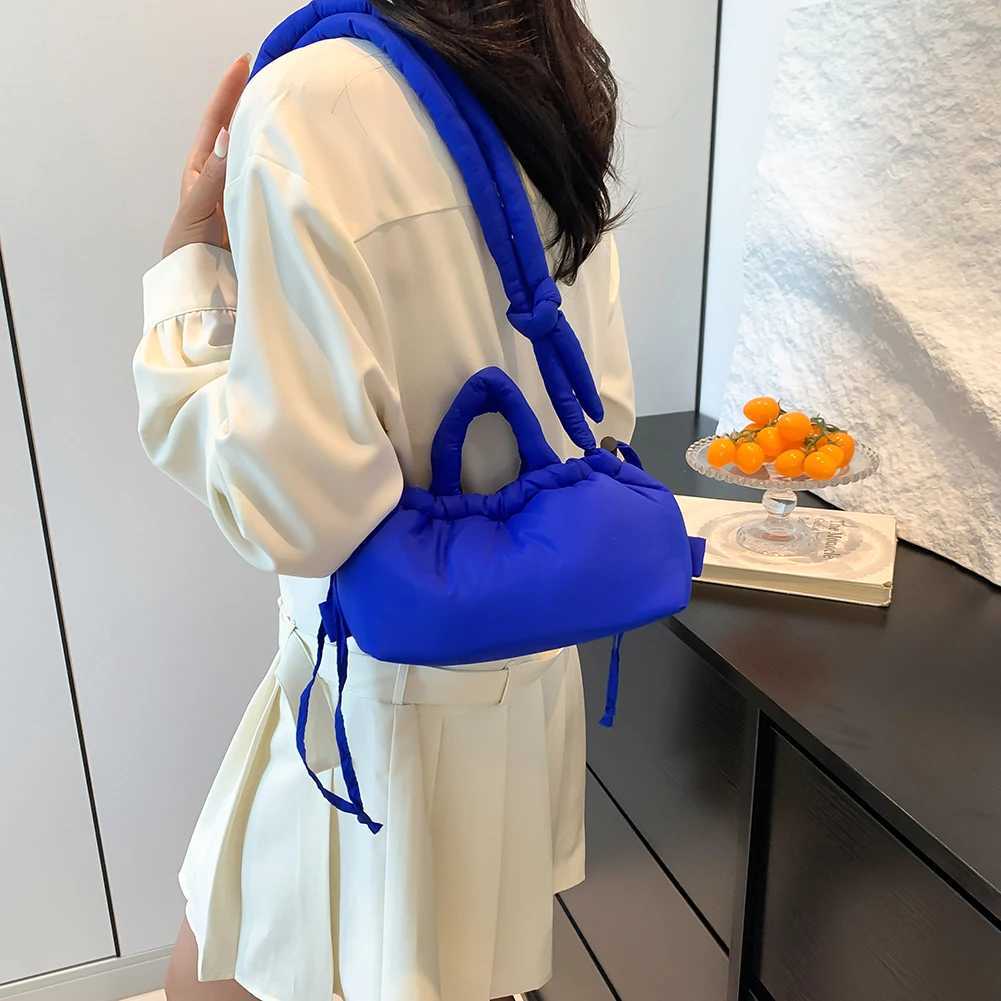 Candy Color Fashion Handbag Soft Puffer Crossbody Bag Cotton Padded with Adjustable Strap for Women Work Shopping Travel BagXJ250512