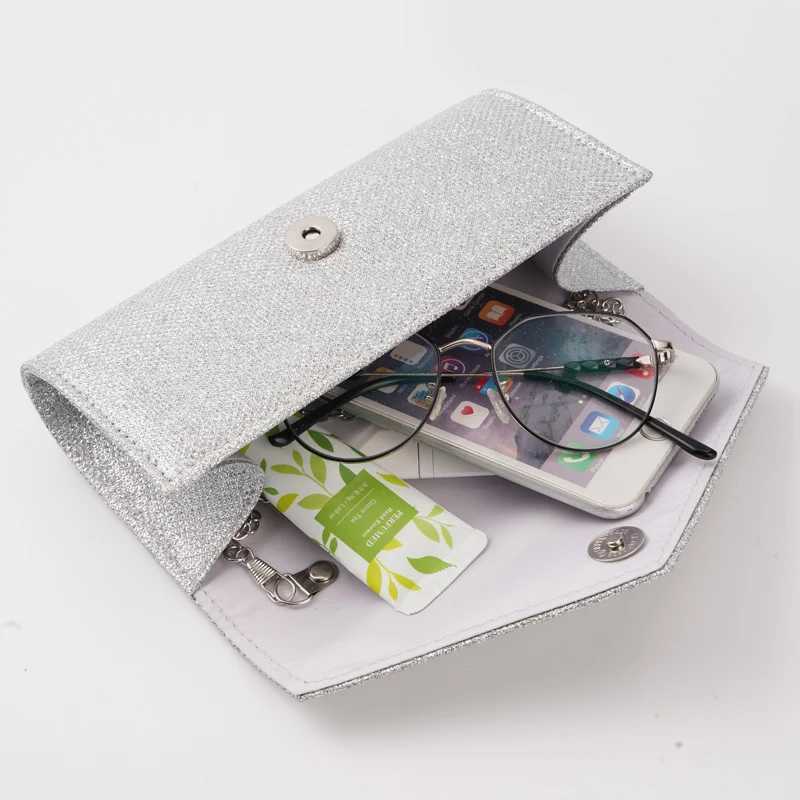Glitter Envelope Handbag Women Silver Shiny Chain Shoulder Bag Ladies Mini Crossbody Flap Fashion Small Dress Day Clutch Z250512
