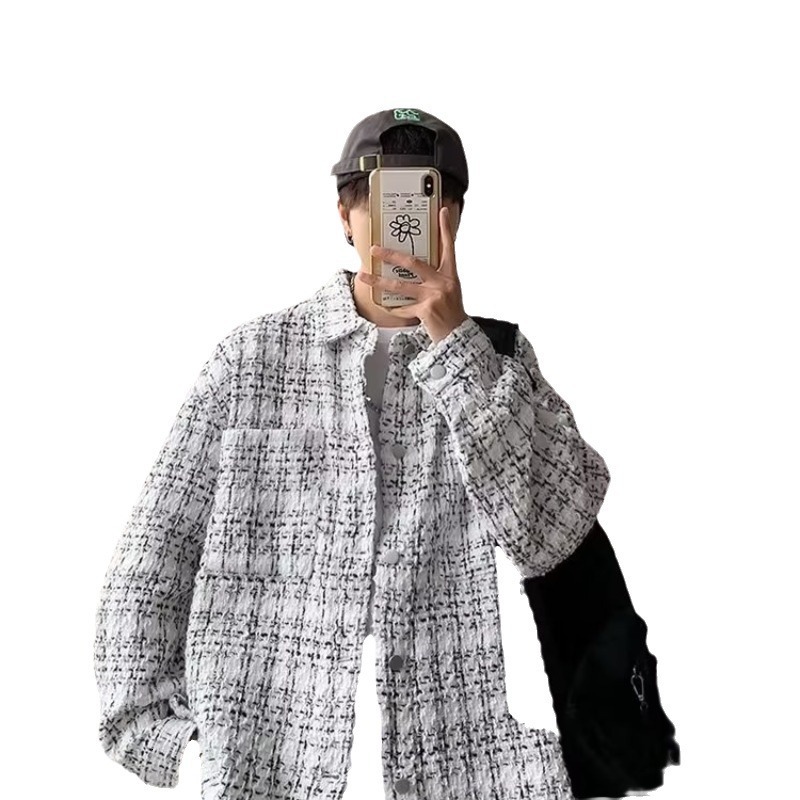 China-Chic Coat Men's 2025 New Korean Fashion Loose Casual High class Small Fragrant Plaid Jacket Top