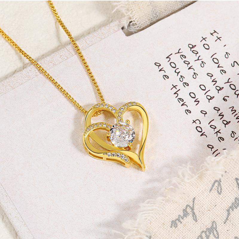 Romantic Jewelry Gift: Shiny Two-Toned Heart Necklaces Set