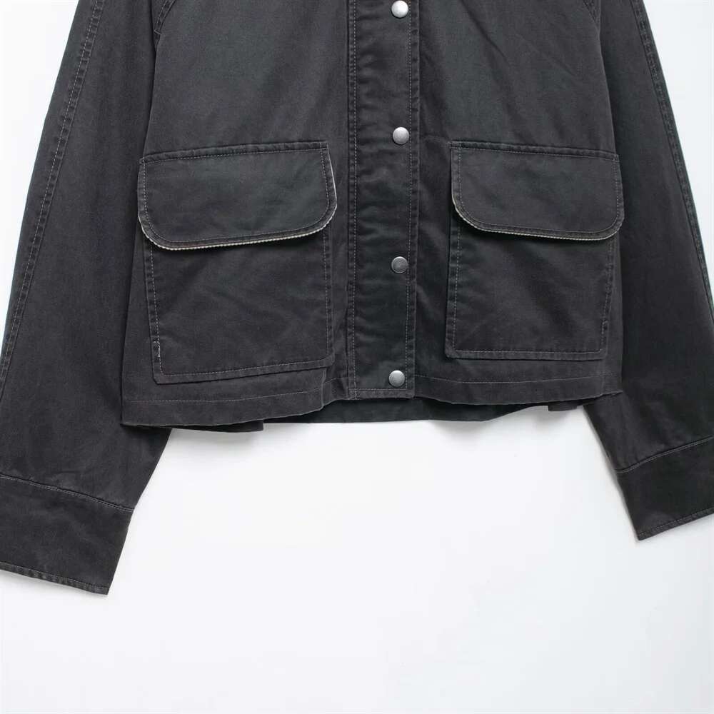 BM&MD&ZA women's autumn winter new contrast color long-sleeved lapel jacket coat warm and thick