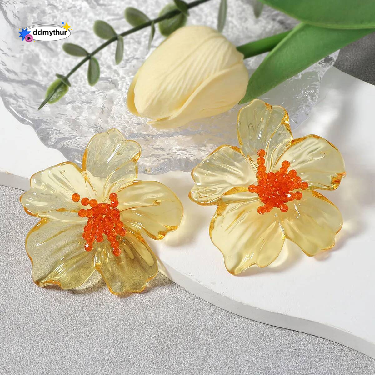 ZAA Trendy Colorful Resin Flower Earrings Women High Quality Elegant Holiday Party Jewelry Accessories ddmythur