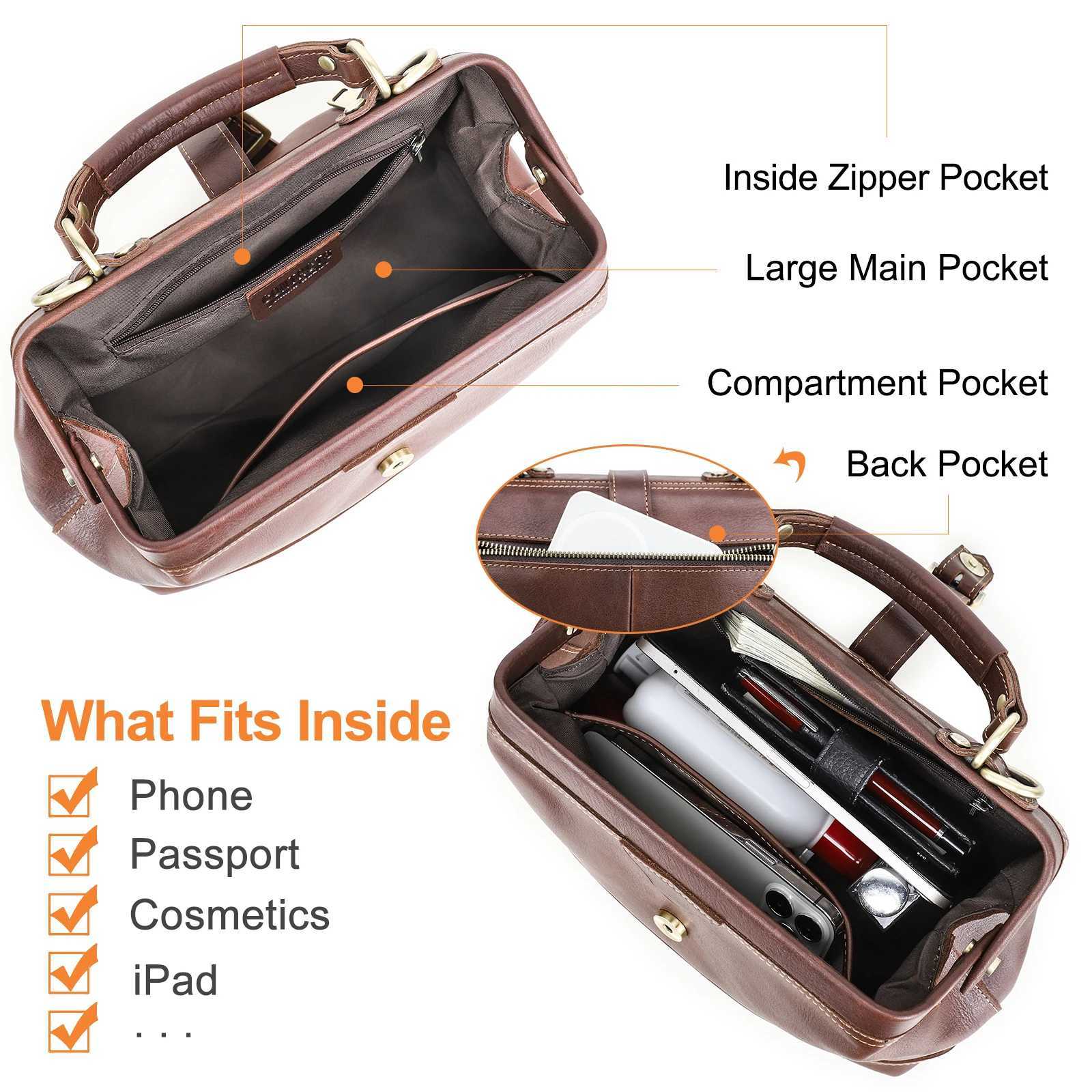 CONTACTS Genuine Leather Sling Shoulder Bags for Women Designer Tote Bag Womens Bag Handbag Fashion Ladies Doctor Bag Z250512