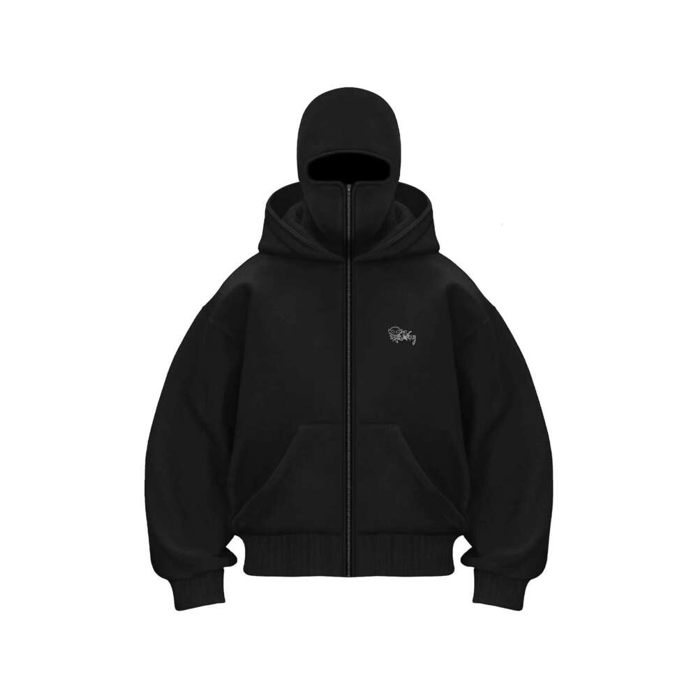 Y2k Vintage Double Hat Design Zipper Hoodie Winter Haruku Hip Hop Long Sleeve Hooded Sweatshirt Coat Men Fashion Loose Jackets Designer