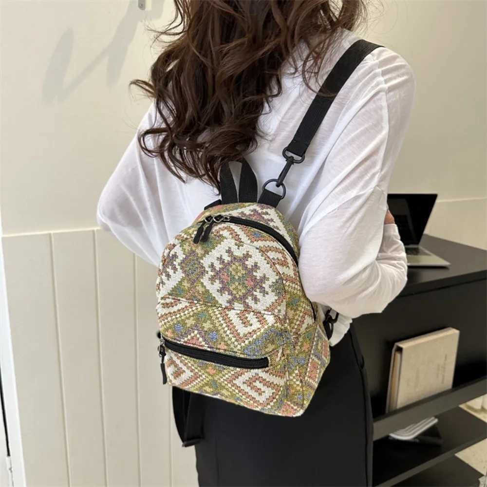 Zipper Female Backpack Portable Ethnic Style High-capacity School Backpack Adjustable Mini Shoulder Bag Adult Z250512