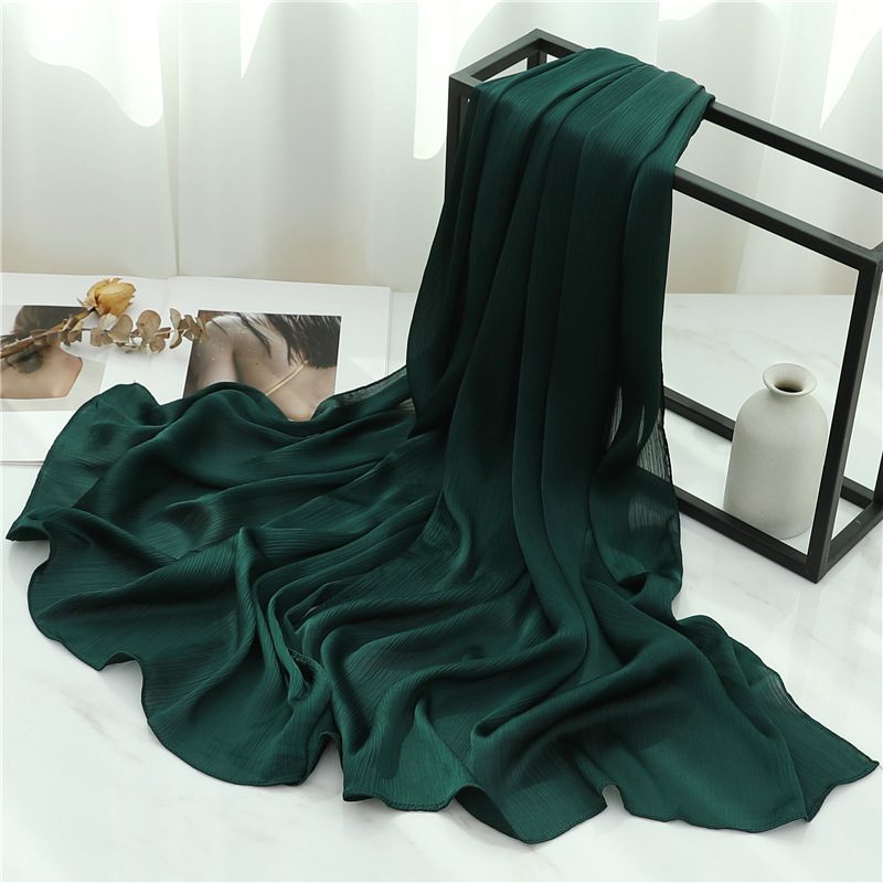 K698 Head scarf solid color silk scarf basic versatile scarf women's crepe travel scarf Tibet travel large shawl Southeast Asia