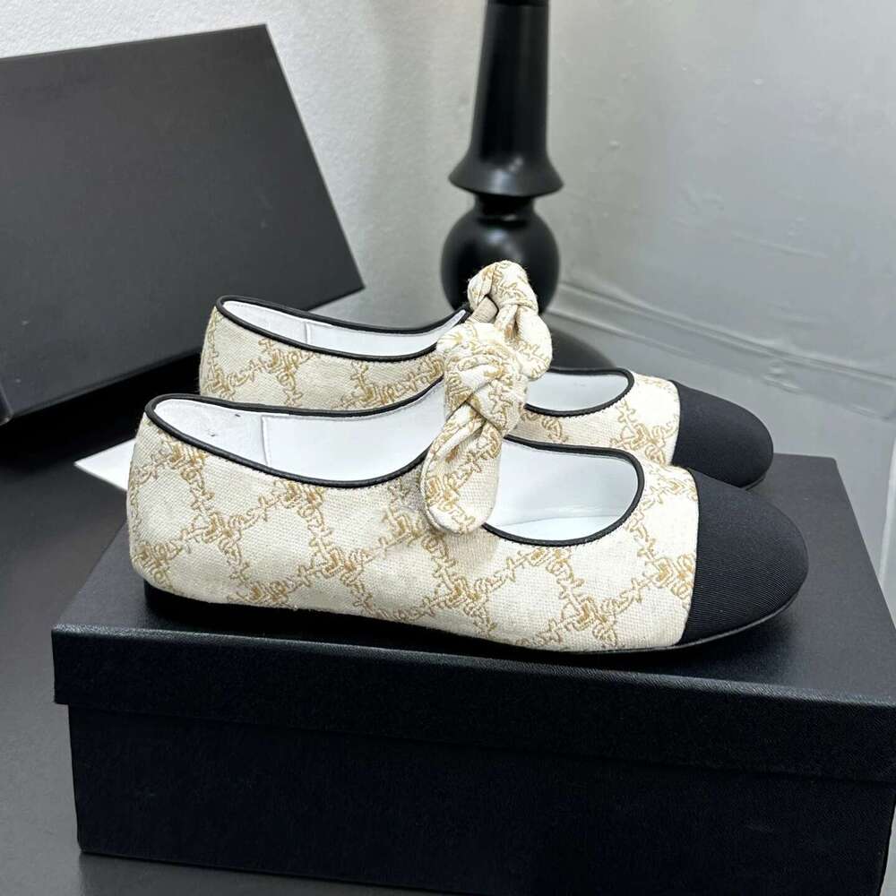 Women Size35-41 Denim Ballet Flats Butterfly Knot Mary Janes Round Toe Leisure Slip On Designer Shoes Zapatillas De Mujer