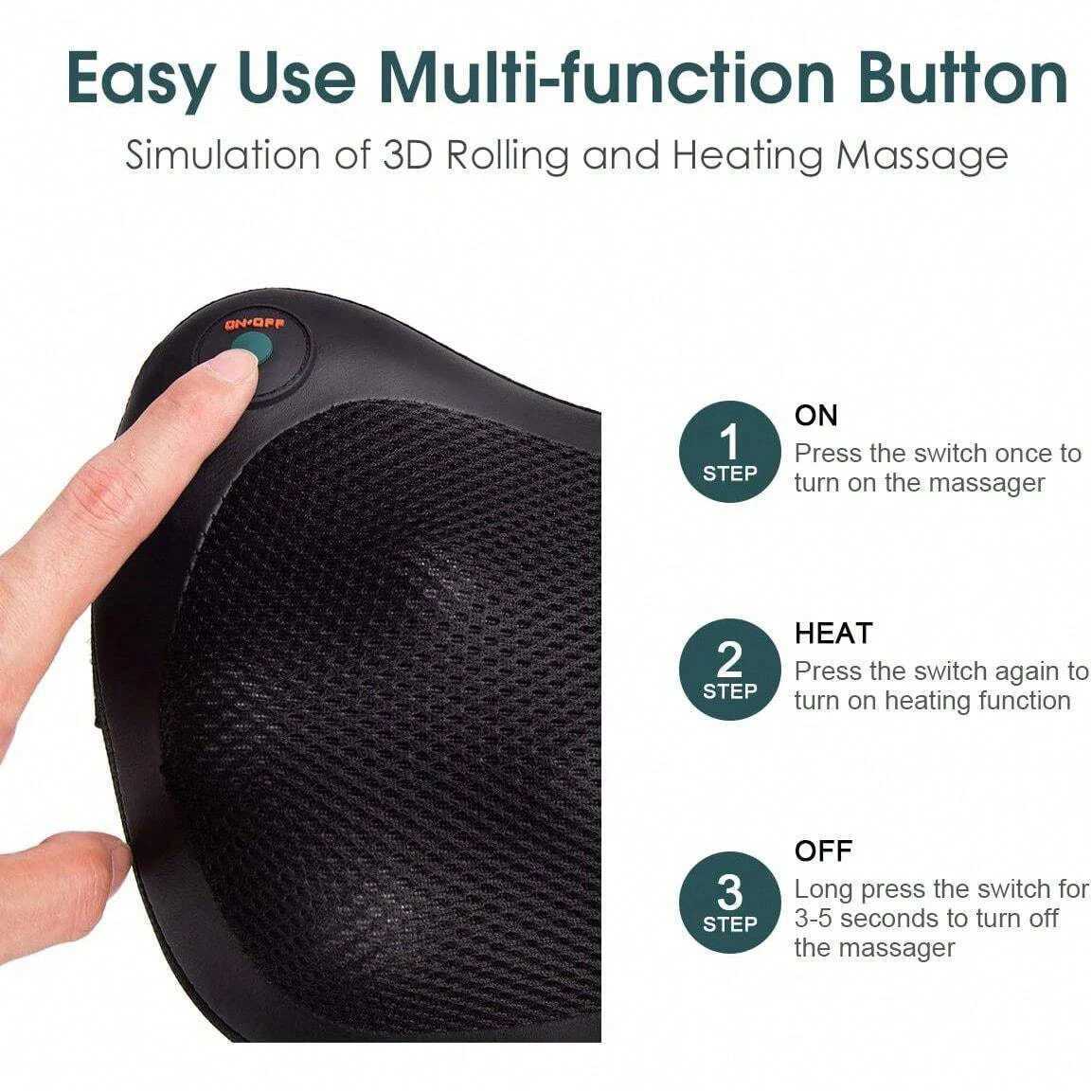 Shiatsu Back And Neck Massager With Heat Deep Tissue Kneading Electric Massage Pillow For Back Shoulders Legs Foot Body MuW250512