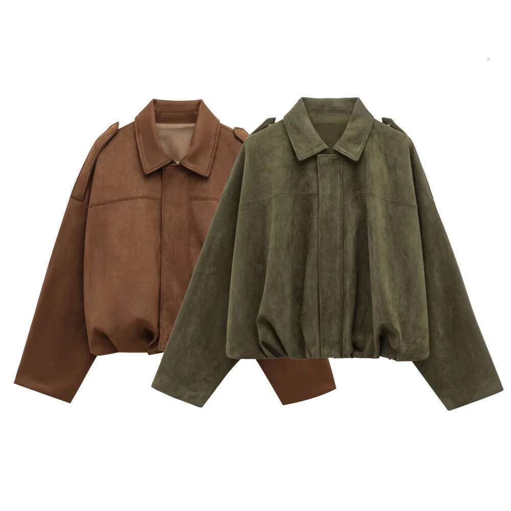 UNIZERA Suede Texture Effect Pilot Jacket With Collar Zipper Decoration Spring New Casual Women's Clothing