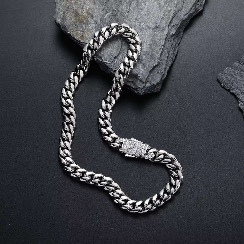 Wholesale Choker 18k Gold Custom Gold Cuban Link Chain 24k Gold Cuban Miami Chain 15mm Width Miami Cuban Chain Necklace