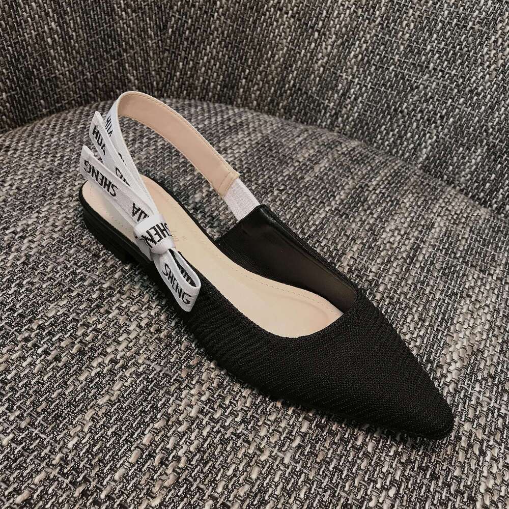 Bow-knot Pointed Toe Sandals Solid Female Pumps Slingback Spring Kitten Heels Women Shoes Outdooor Zapatos Mujer