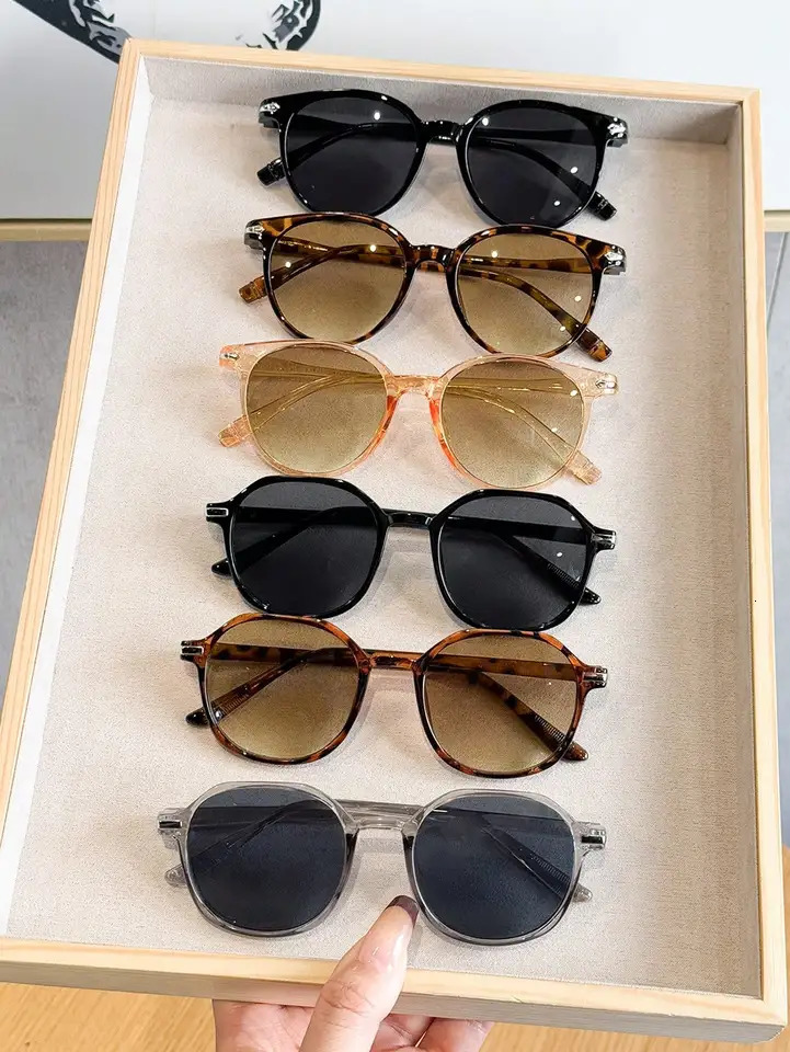 6PCS Classic Fashion Geometric Pentos Plastic Frame Women Sunglasses For Men Daily Life Shades Eyewear Accessories 250512