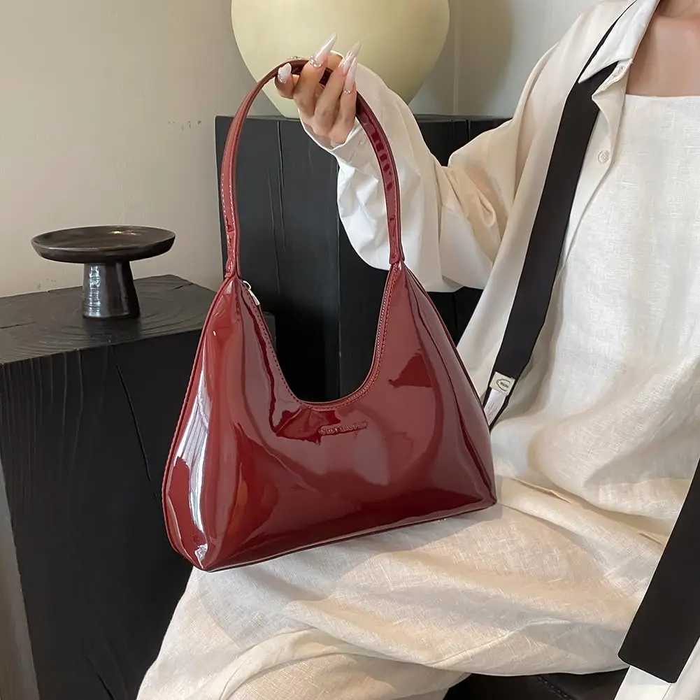 Women Burgundy Y2k Handbags Shoulder Bag Luxury Design Half Moon Handbag Fashion Small Crescent Underarm Bags Purse Z250513