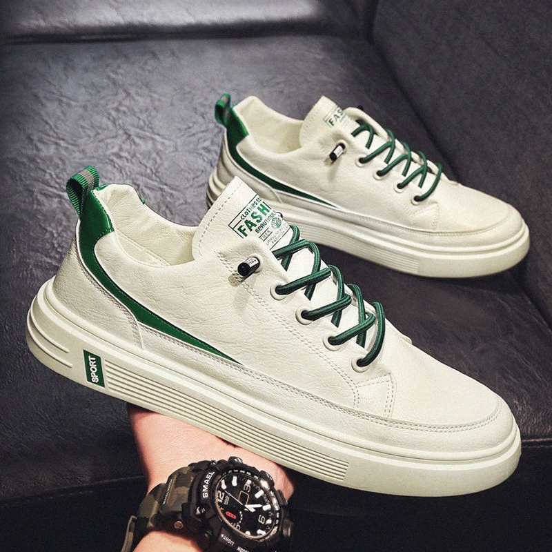 Korean Fashion Men's Sneakers - Lightweight Spring Sports Shoes with Classic White DesignOHZT#