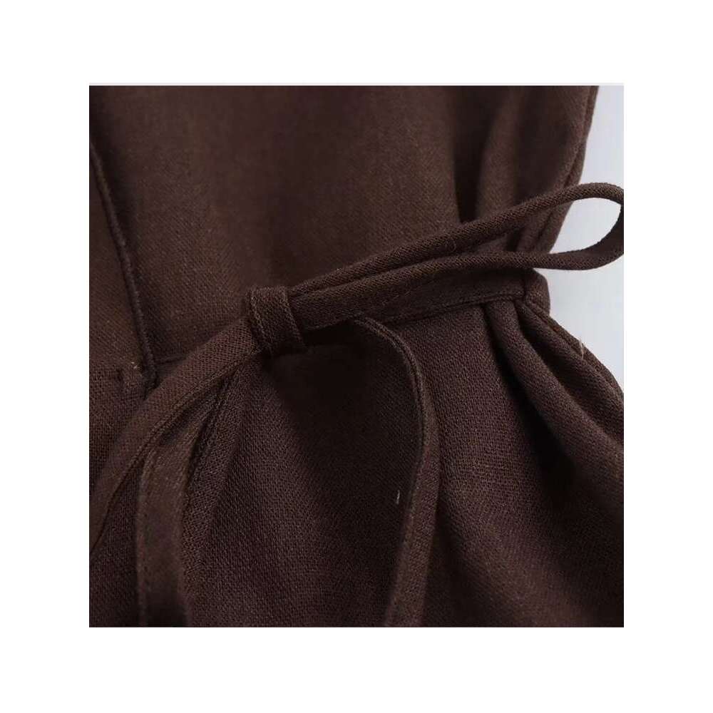 TFMLN Fashion Linen 2 Pieces Women 2024 Spring Summer Kimono Style Loose Lace Up Shirts Tops Women's Wide Leg Pants Sets