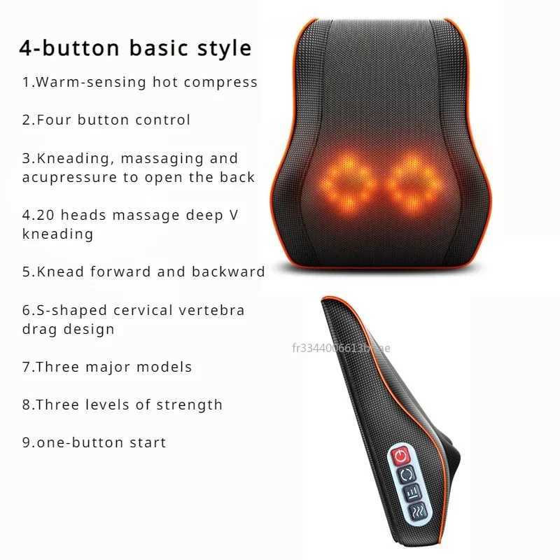 Car Home Massage Cushion Pillow Neck Lumbar Back Multi-function Whole Body Electric Shoulder Cervical Spine MassageW250512
