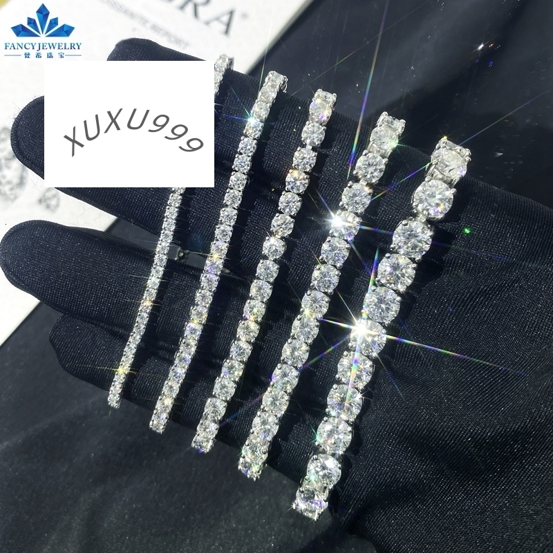 Fine Jewelry Women Micro Paved Cuban Bracelets D VVS Lab Diamond Cuban Link Chain Iced Out 925 Silver Moissanite Tennis Bracelet