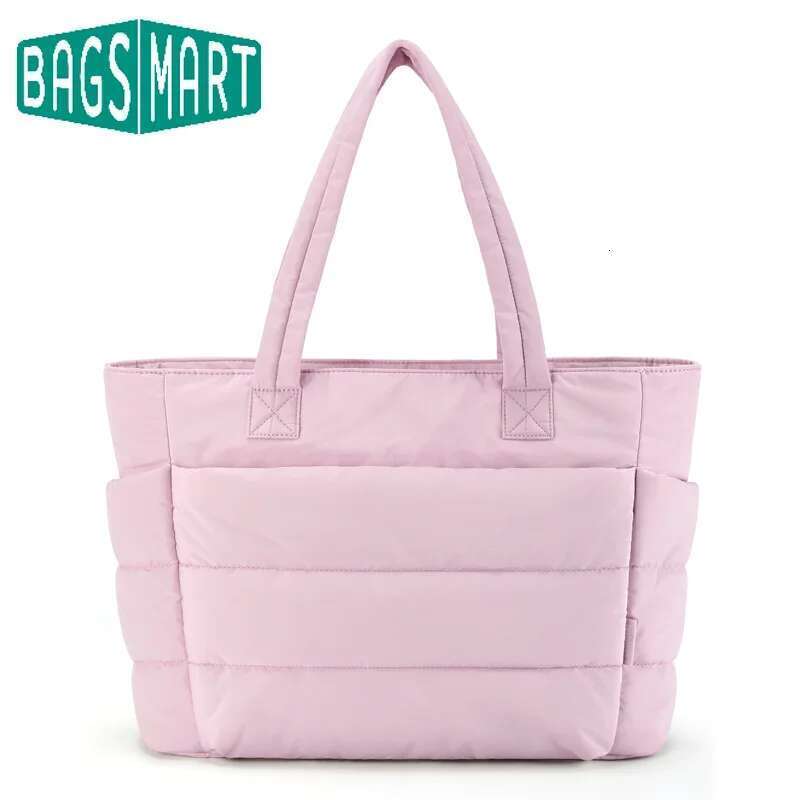 BAGSMART Women's Solid Color Tote Commuting College Padded Shoulder Bag Leisure Simple Female Handbags for Travel