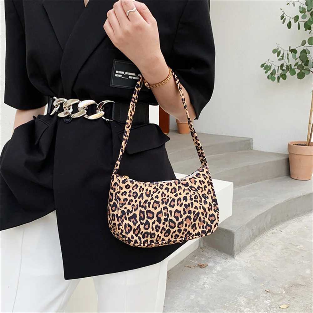 Women Shoulder Bag Fashion Animal Pattern Printed Bag Casual Nylon Butterfly Leopard Zebra Cow Print Women Handbag Underarm BagsW250512