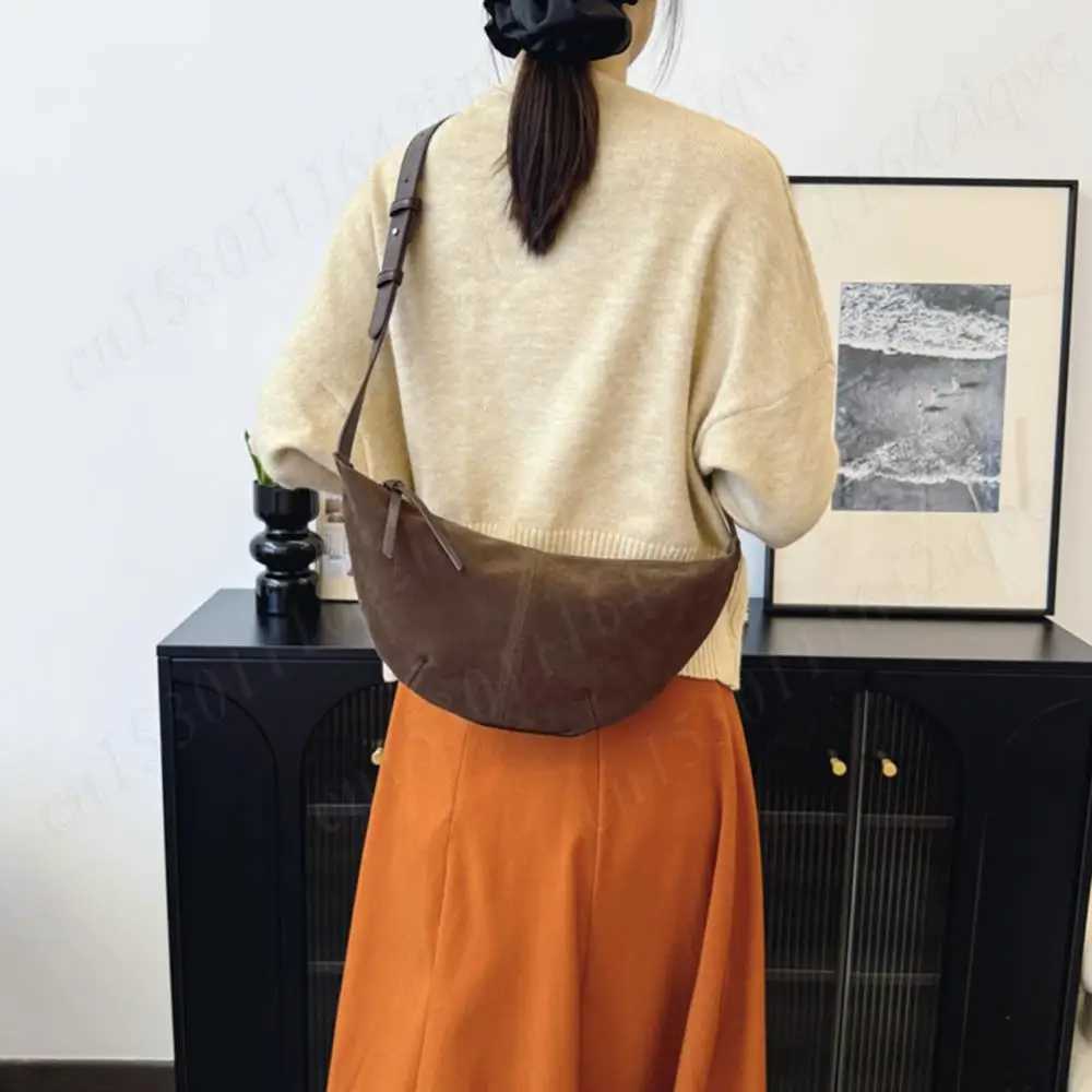 Crescent Bag for Women Shoulder Bag Suede Dumpling Bag Adjustable Strap Crossbody Bag Multi-pocket Hobo Sling Bag Solid HandbagXJ250512