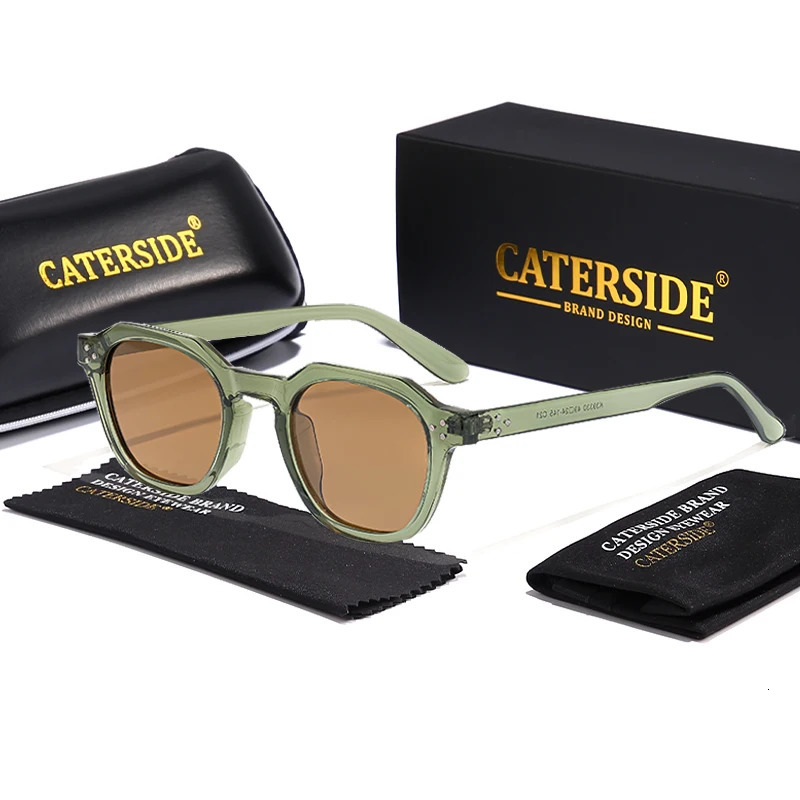 CATERSIDE Retro Polarized Sunglasses Men Ultralight TR90 Frame Polygon Women Sun Glasses Outdoor High Quality Travel Eyewear 250512