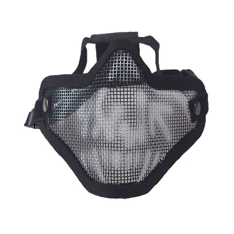 Airsoft Mask Half Lower Face Metal Steel Net Mesh Mask Cycling Tactical Hunting Protective CS Shooting Breathable Half Face MaskW250512