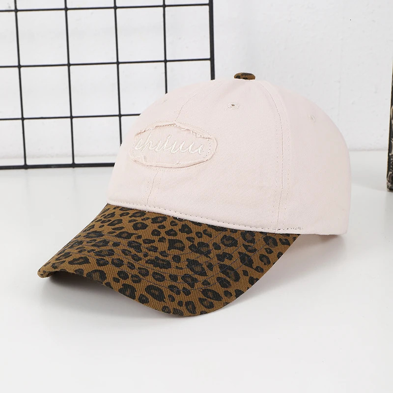 Fashion patchwork yellow brown leopard patch cloth embroidered soft top baseball cap outdoor adjustable allmatch 250512