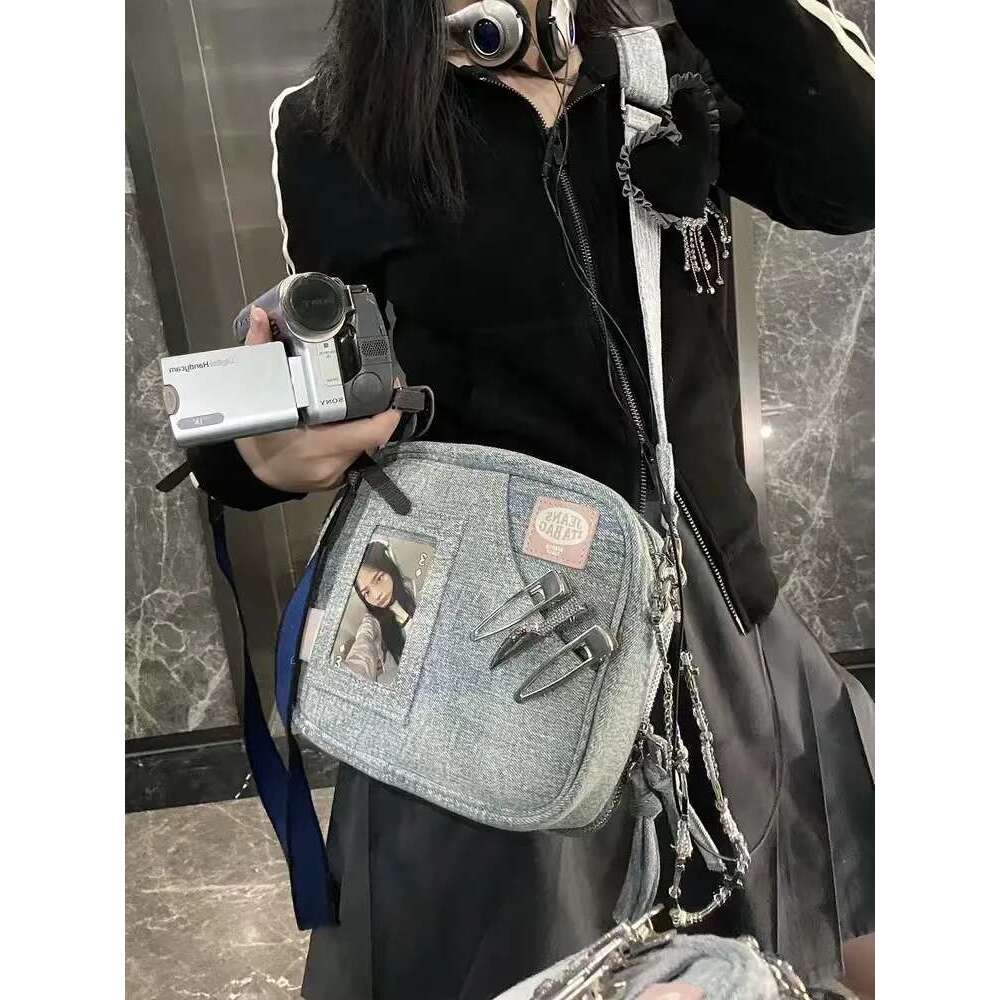 JIAERDI Vintage Denim Messenger Women 2023 New Hot Girls Haruku Casual Crossbody Bags Female Retro Solid Canvas Bag Y2k