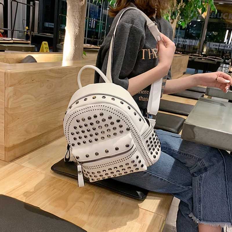 Ladies Women PU Leather Backpack Satchel Studded School Bag for Vacation Z250512