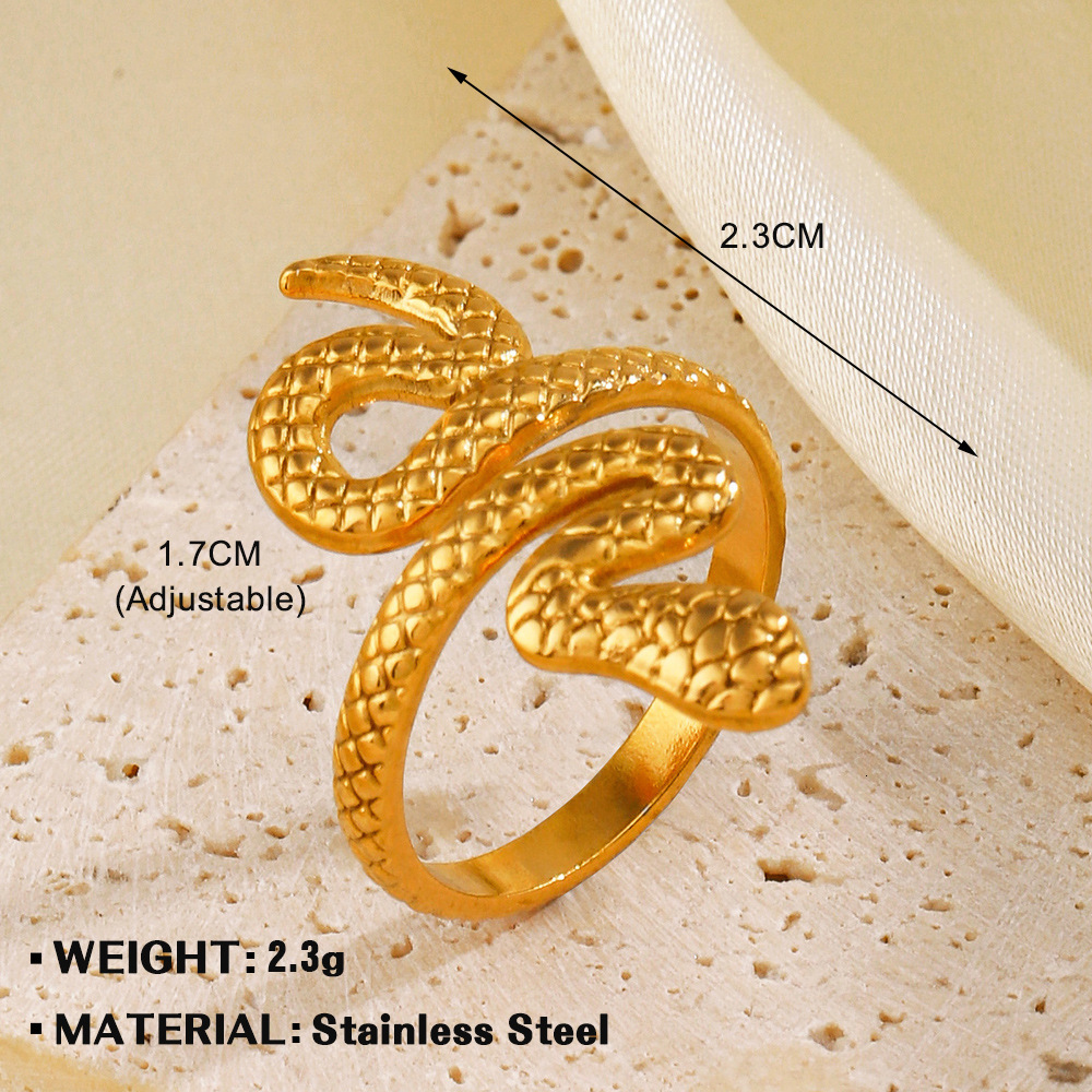 Fashionable and popular shaped stainless steel ring, French titanium plated gold snake ring jewelry