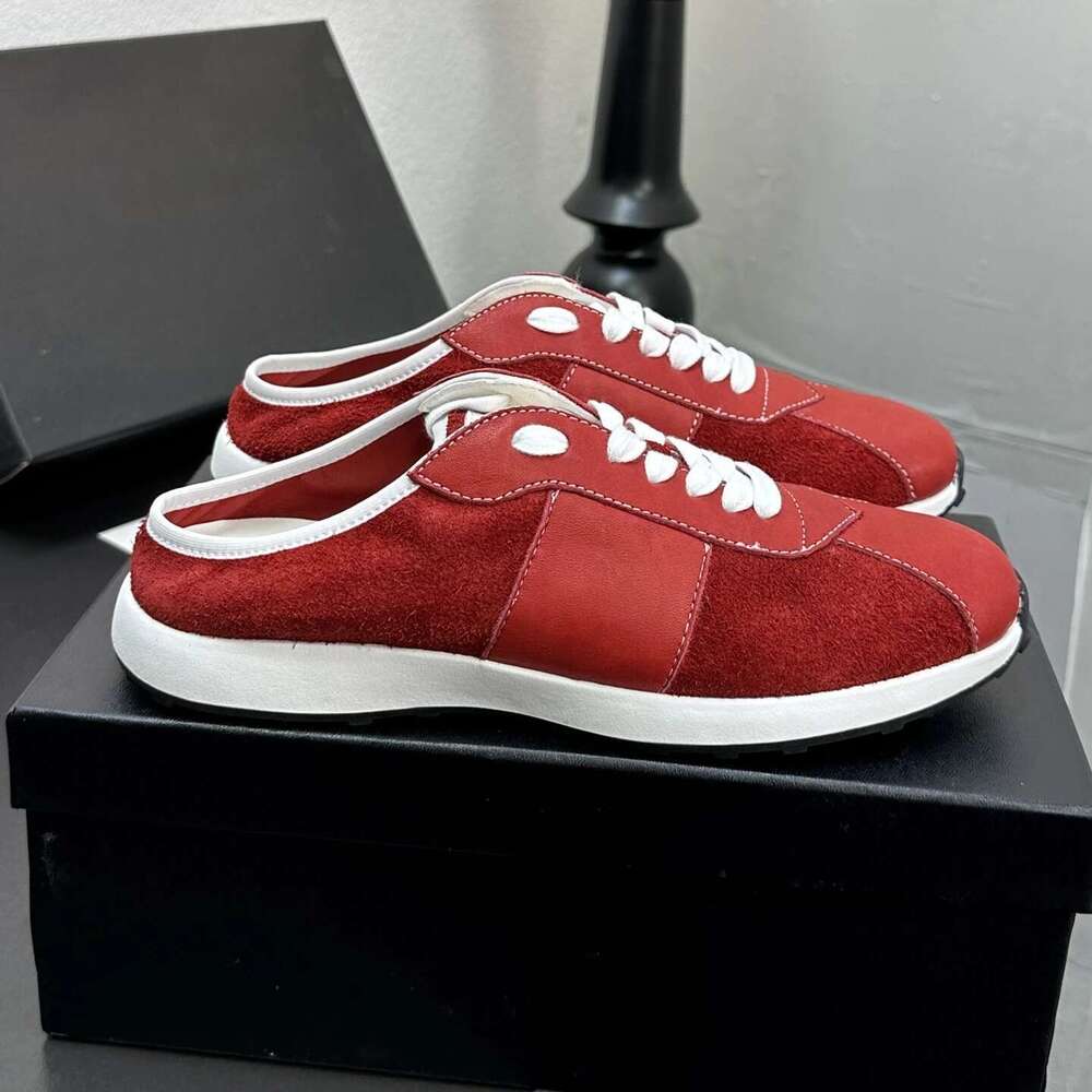 Women Size35-41 Genuine Leather Sneakers Natural Cow Suede Slippers Sports Mules Flats Designer Shoes Zapatillas De Mujer