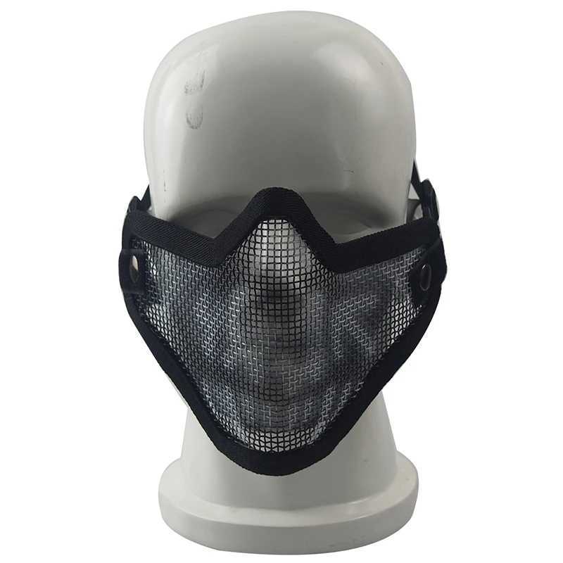 Airsoft Mask Half Lower Face Metal Steel Net Mesh Mask Cycling Tactical Hunting Protective CS Shooting Breathable Half Face MaskW250512