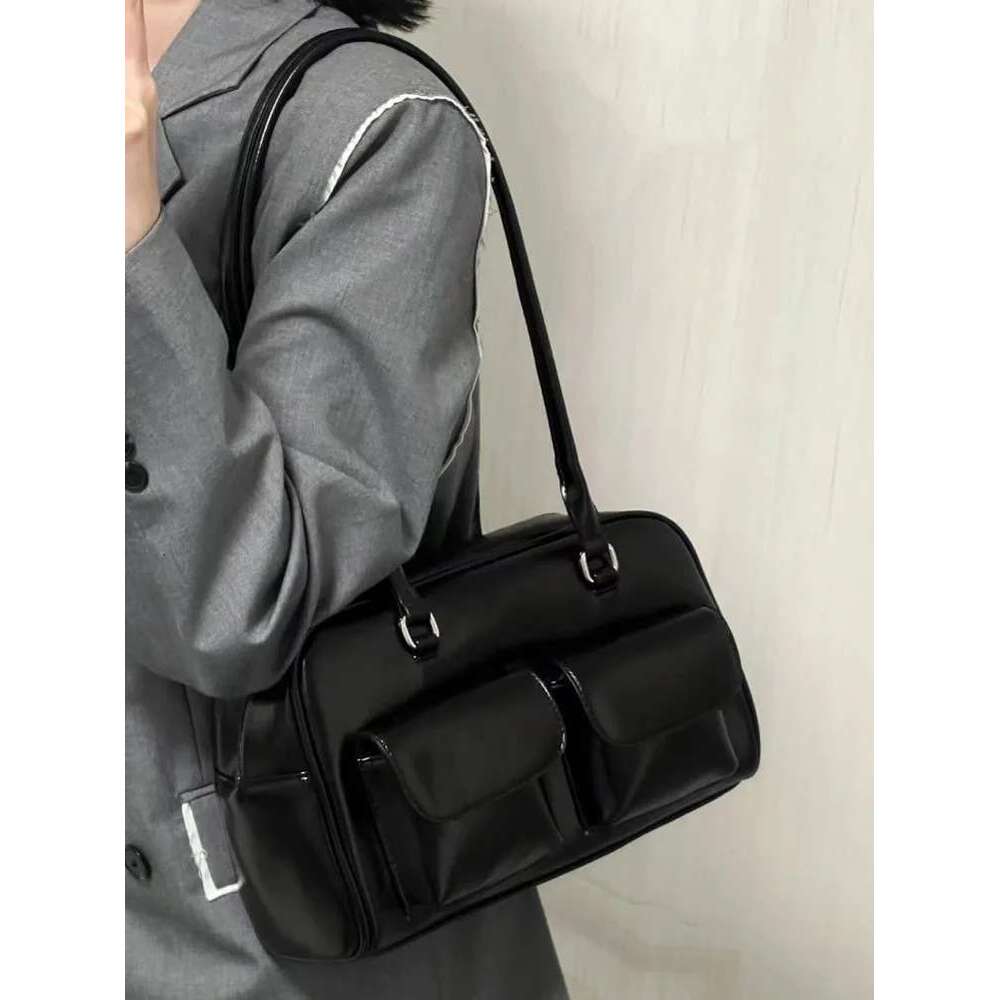 Vintage Tender Preppy Girls Shoulder Bags Streetwear Fashion All Match Handbags Women Casual Solid Underarm Bag Y2k Aesthetic