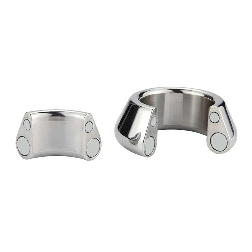 Magnetism Stainless Steel Scrotum Weight Erection Ring Cock Trainer Metal Locking Sperm Ring Binding Penis Male Training Supplie W250512