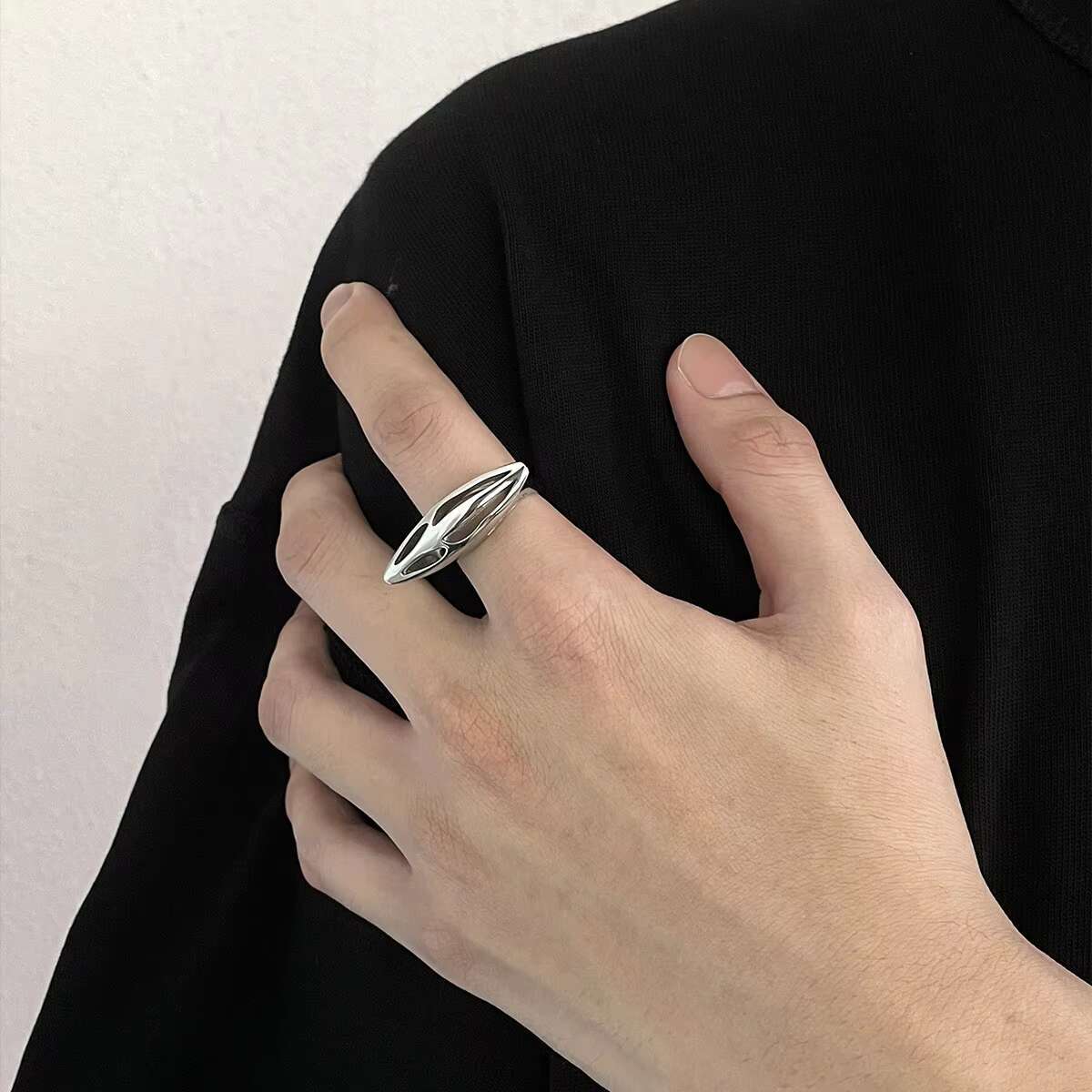 VAF COOL!! Fully Polished Spaceship Ring Stainless Steel Hollow Large Ring Komplet Polierter Raumschiffring