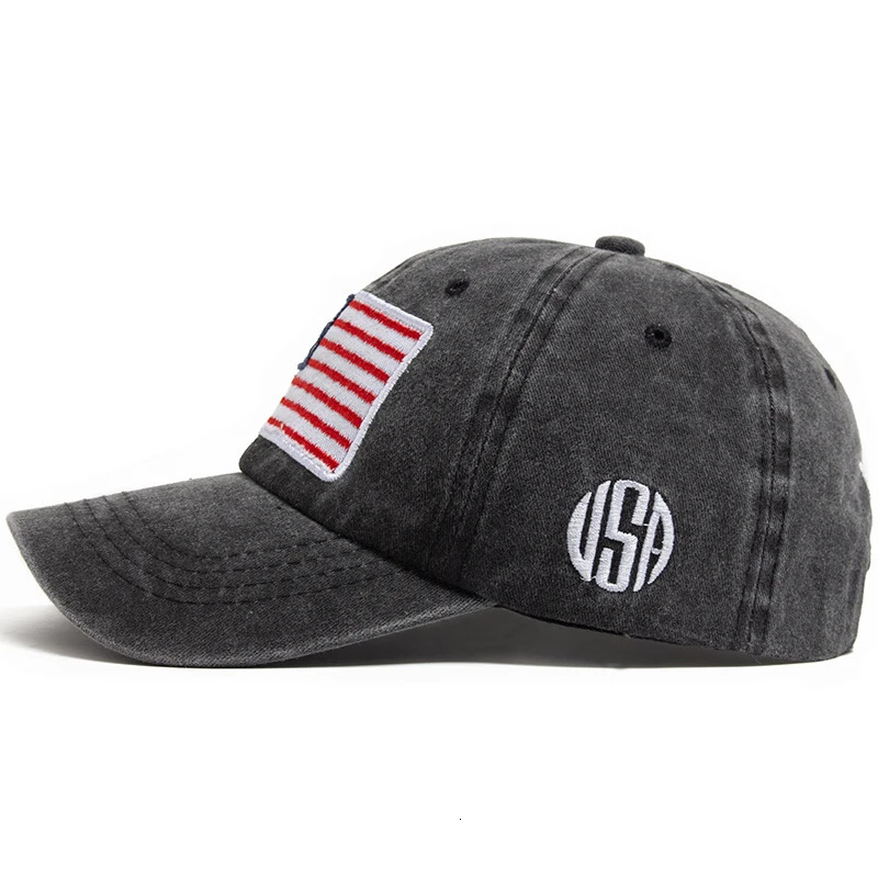 USA Flag Mens Baseball Cap Retro Embroidery Washed Cotton Dad Hats Fashion Women Hip Hop Caps Summer Outdoor Sun Visor Hat 250512