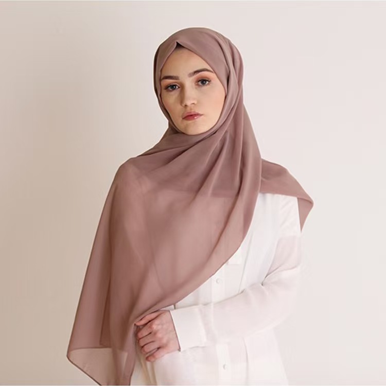 K697 Spot solid color single color pearl chiffon bubble scarf gauze scarf long scarf Malaysia ladies headscarf scarf shawl factory