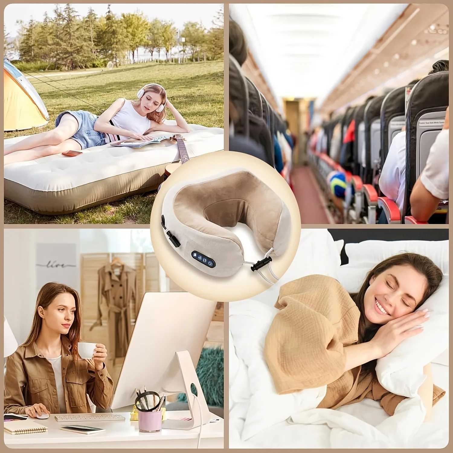 Rechargeable U-Shaped Neck Massage Pillow Perfect for Travel Car Office Home Use Ideal Christmas GiftW250512